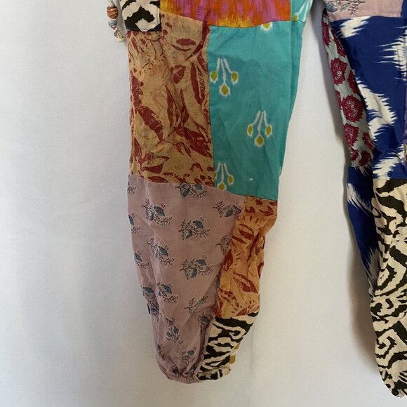 Vintage Boho Patchwork Harem Pants With Elastic Waist & Drawstring women's small - Picture 4 of 11